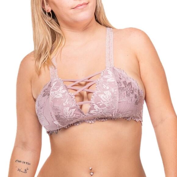 Lavender Floral Lace Trim Bra - Picture 1 of 10